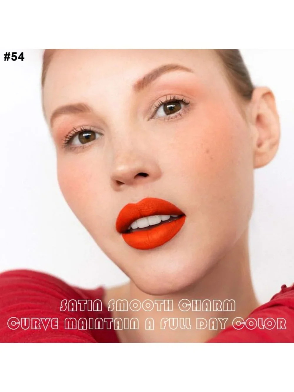 DNM 54# Light Orange Red 2Pcs 24H Long-Lasting Matte Liquid Lipstick and Lip Lin